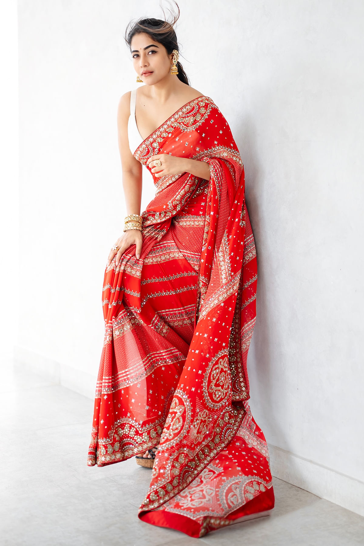 Red Pure Georgette Saree
