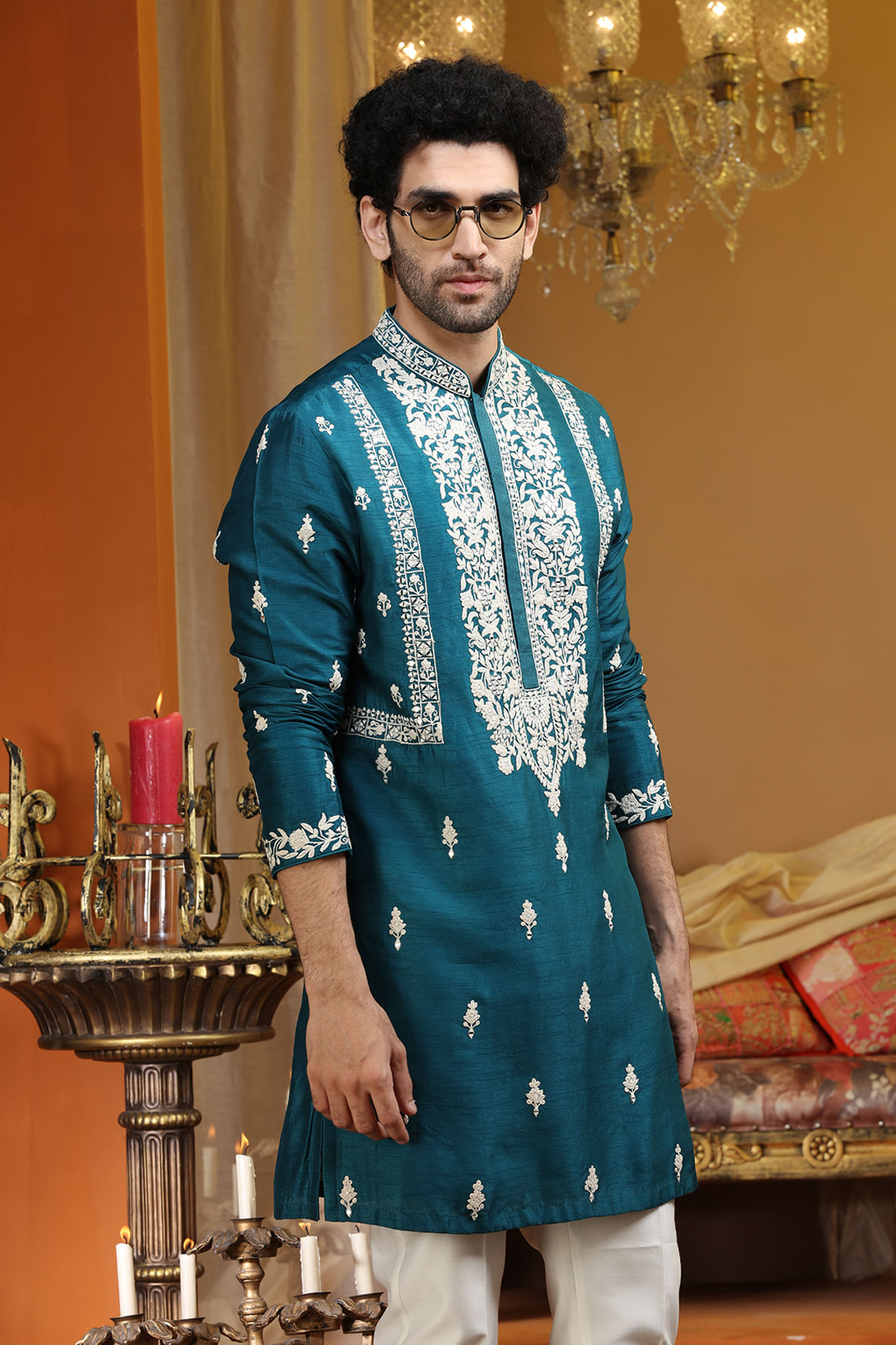Blue Silk Kurta