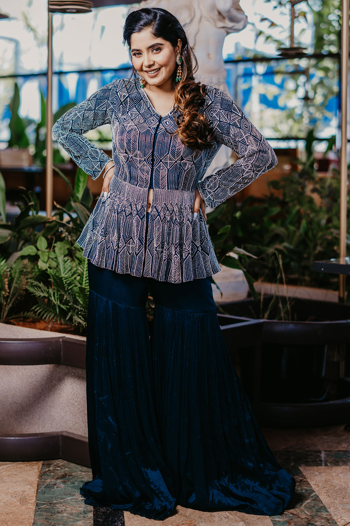 Aishwarya Shindogi in Blue Sharara Suit