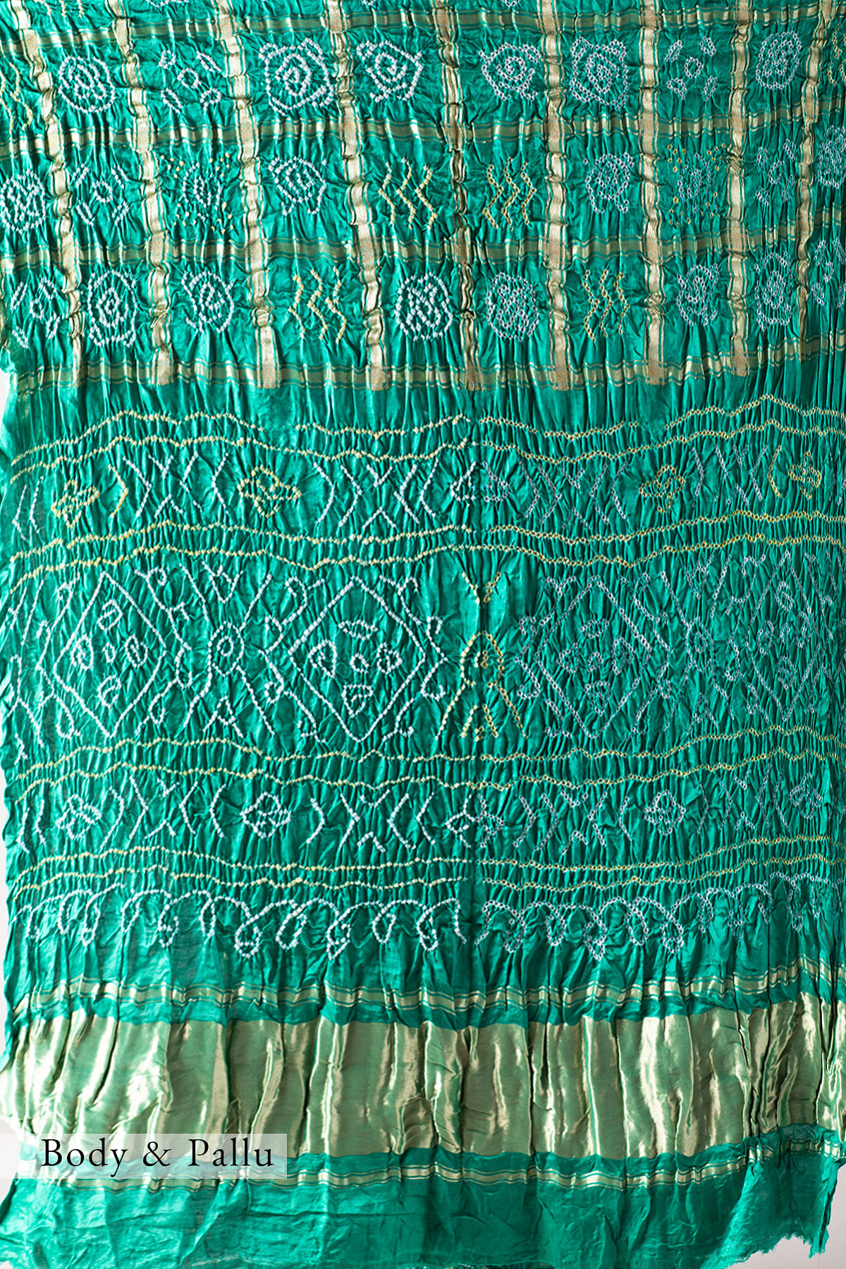 Green Pure GajiSilk Bandhani Saree - Bandhani - Bandhani - Kutch