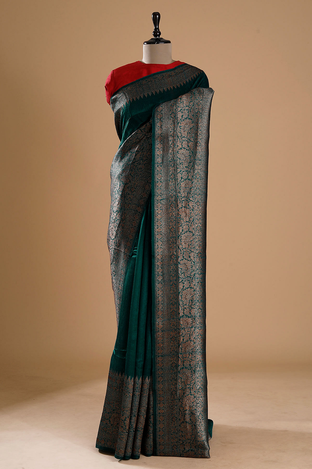 coral banarasi tussar silk sarees online | Heenastyle