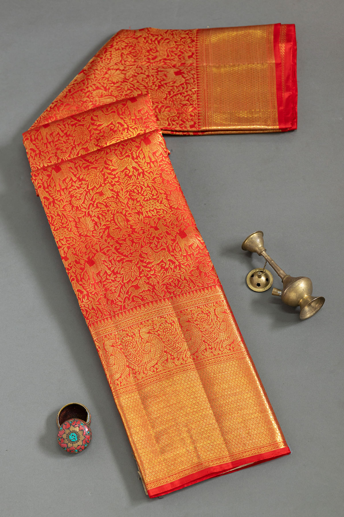 Red Kanchipuram Brocade Saree