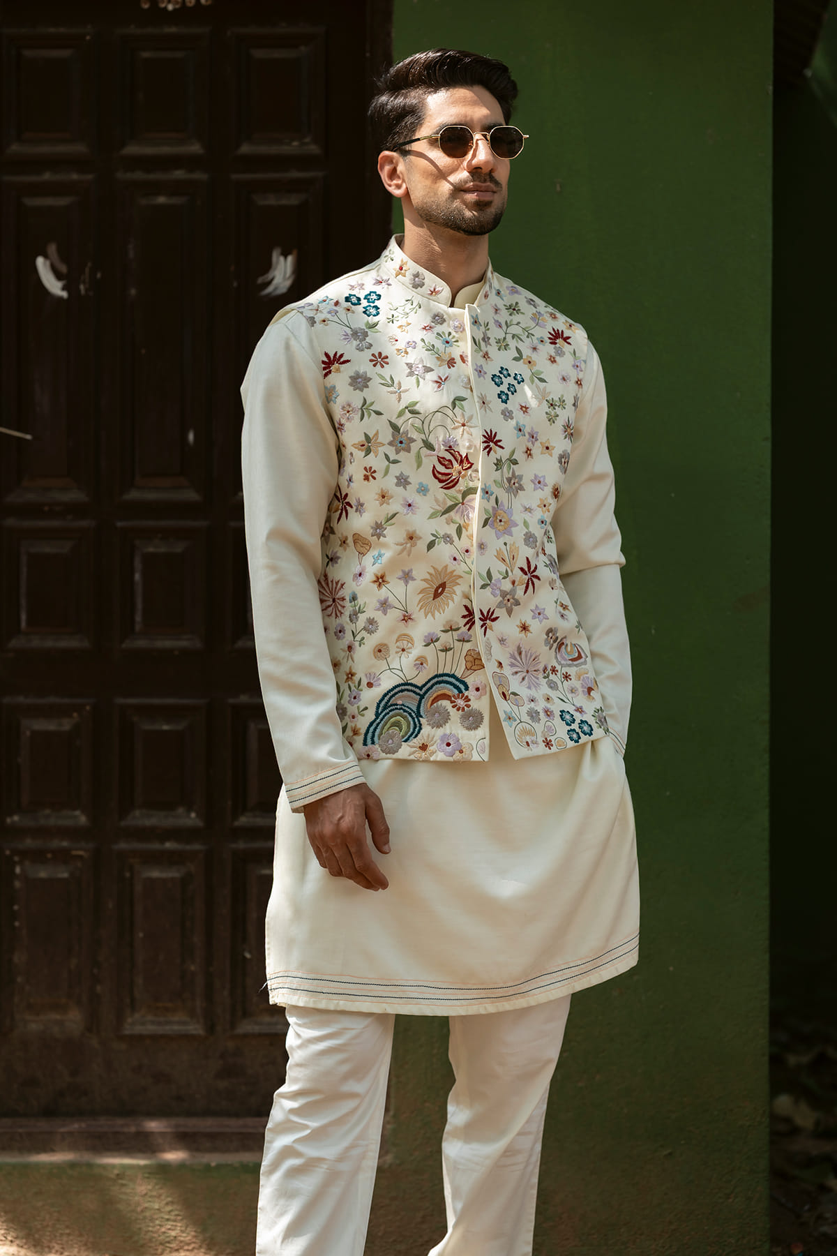 White Kurta With Waistcoat