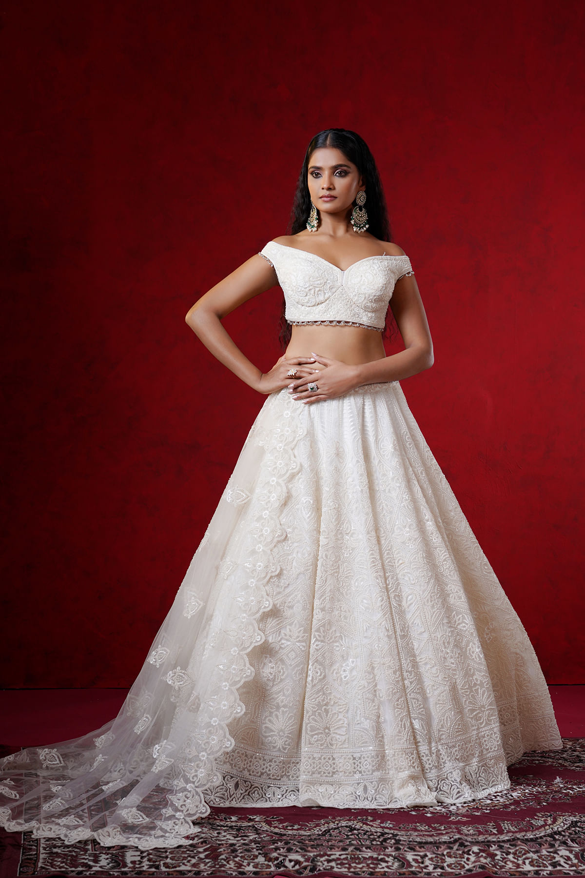 White Designer Lehenga
