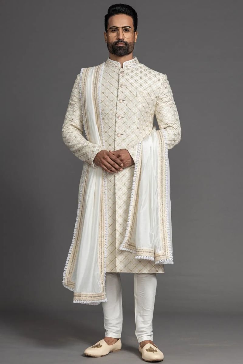 White Wedding Sherwani