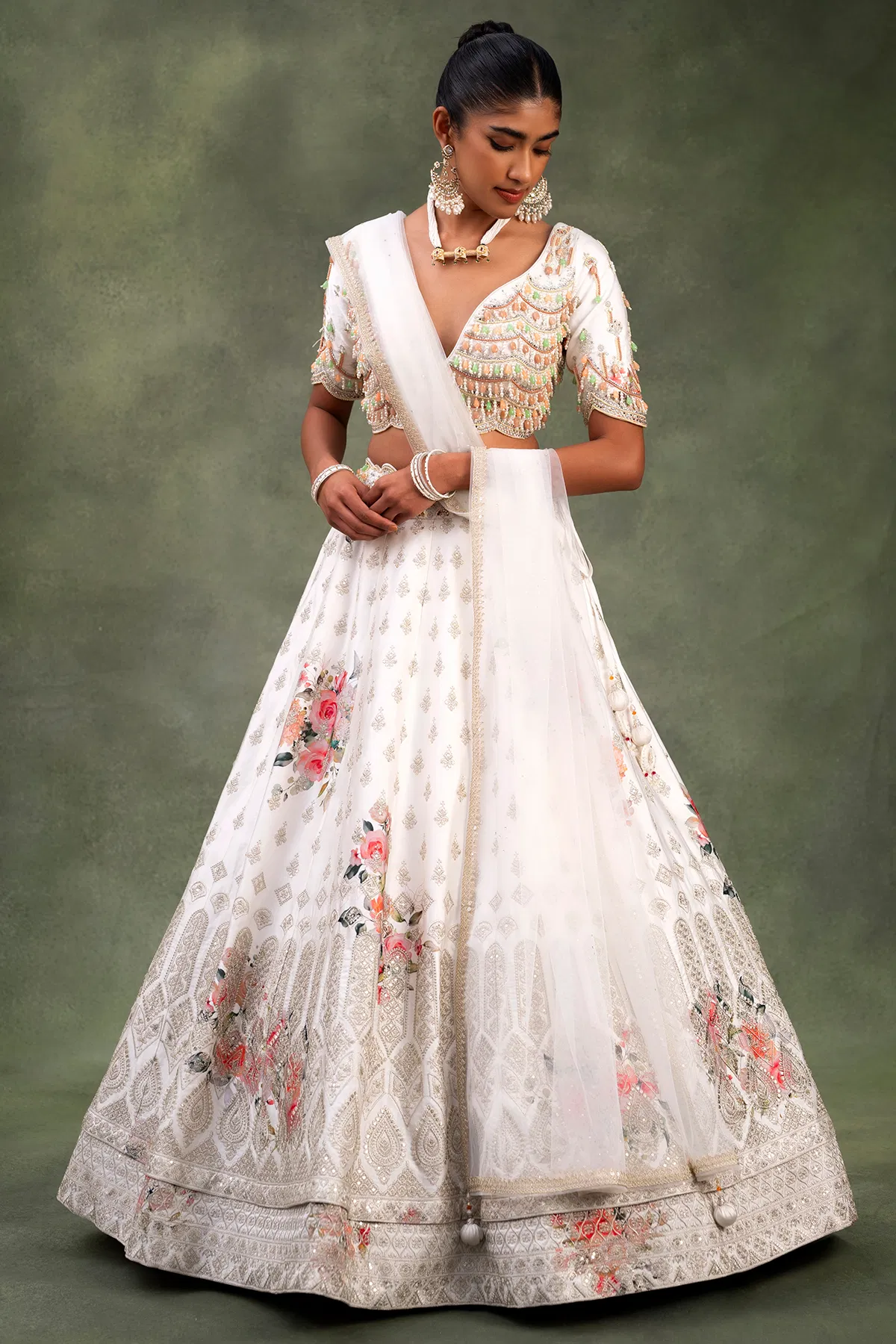 White Bridesmaids Lehenga