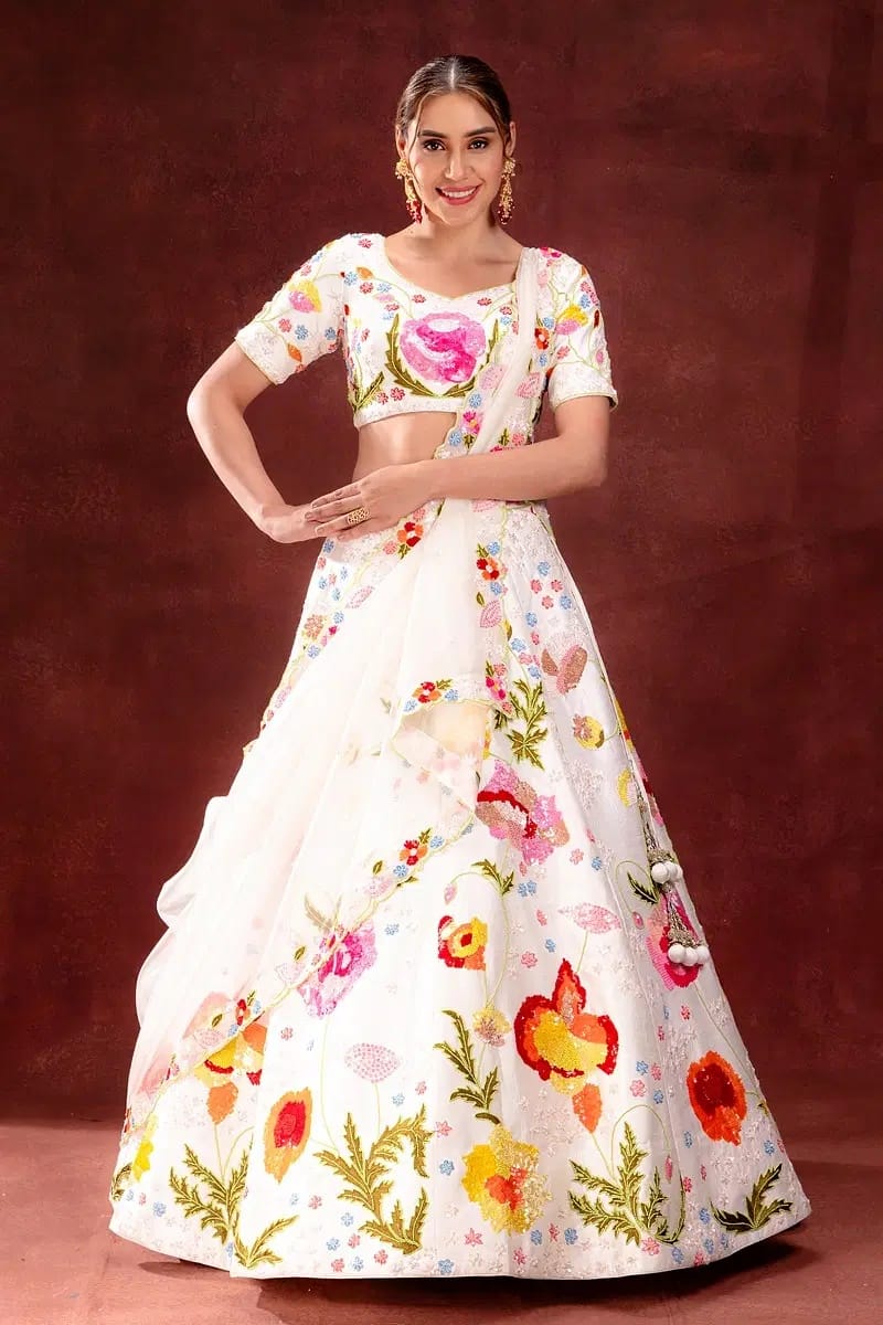 White Lehenga