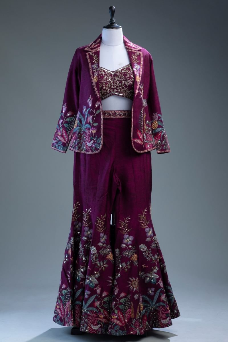 Purple Crop Top Suit