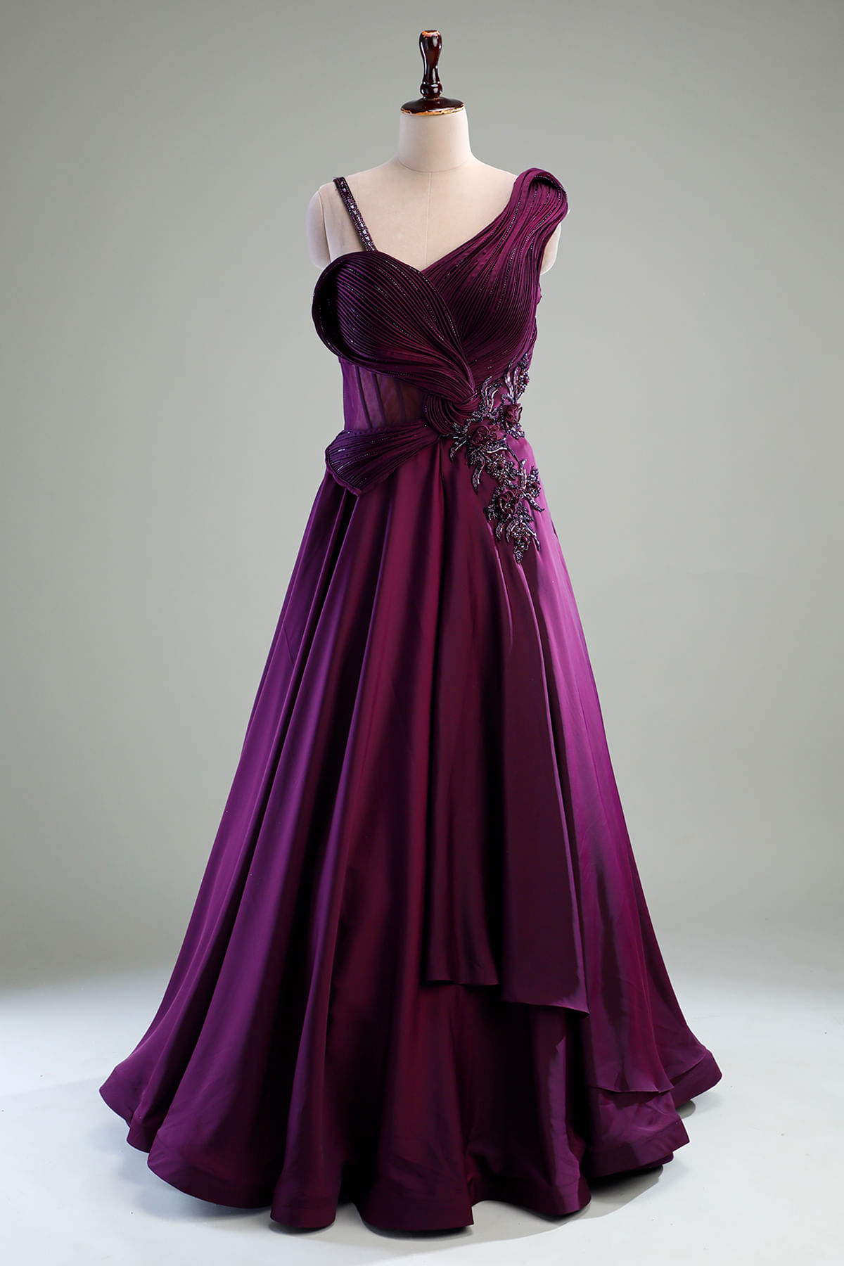 Purple Satin Cocktail Gown