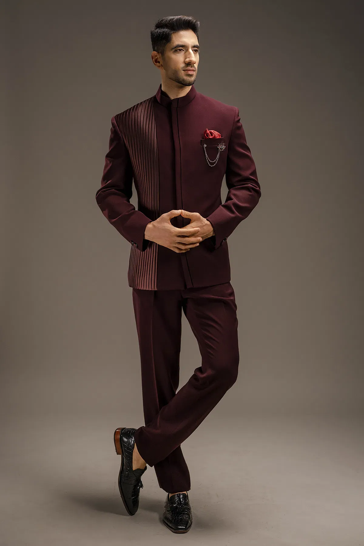 Wine Red Jodhpuri Suit 