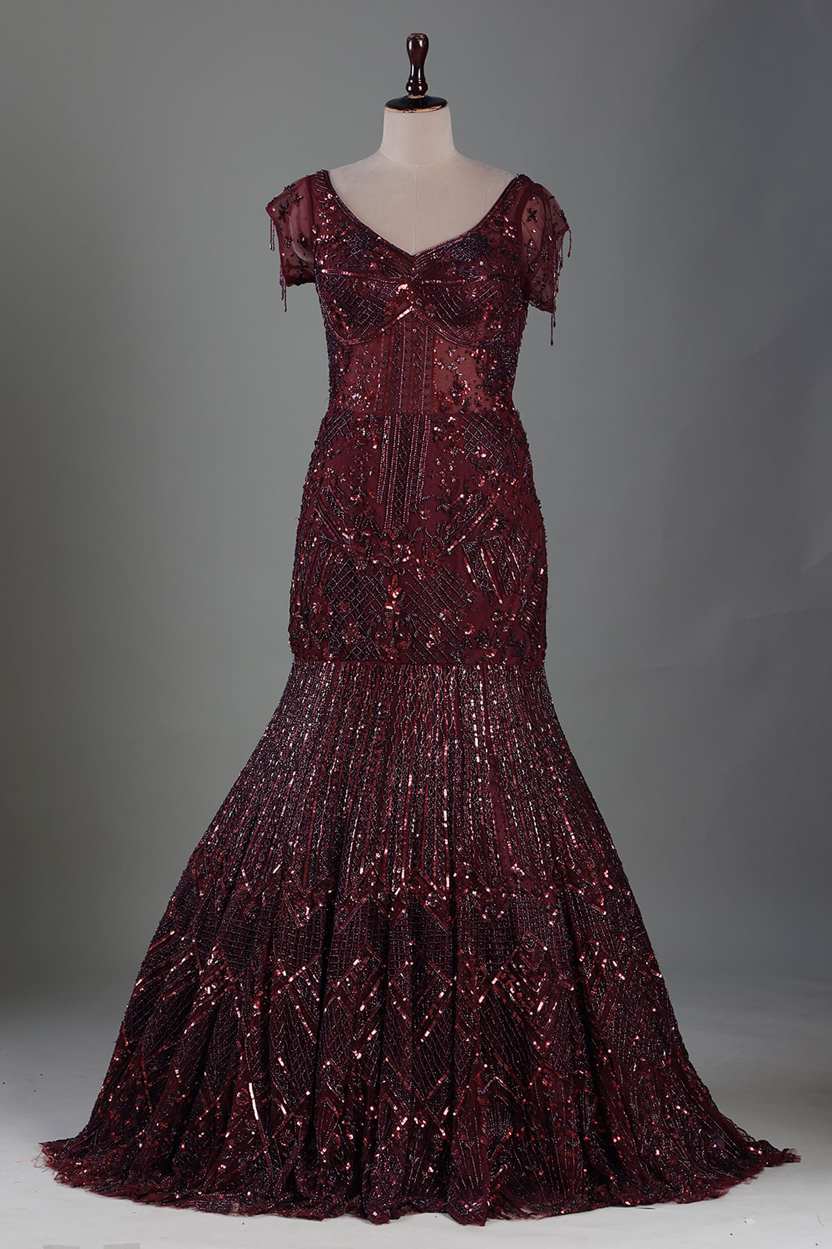 Wine Red Mermaid Gown