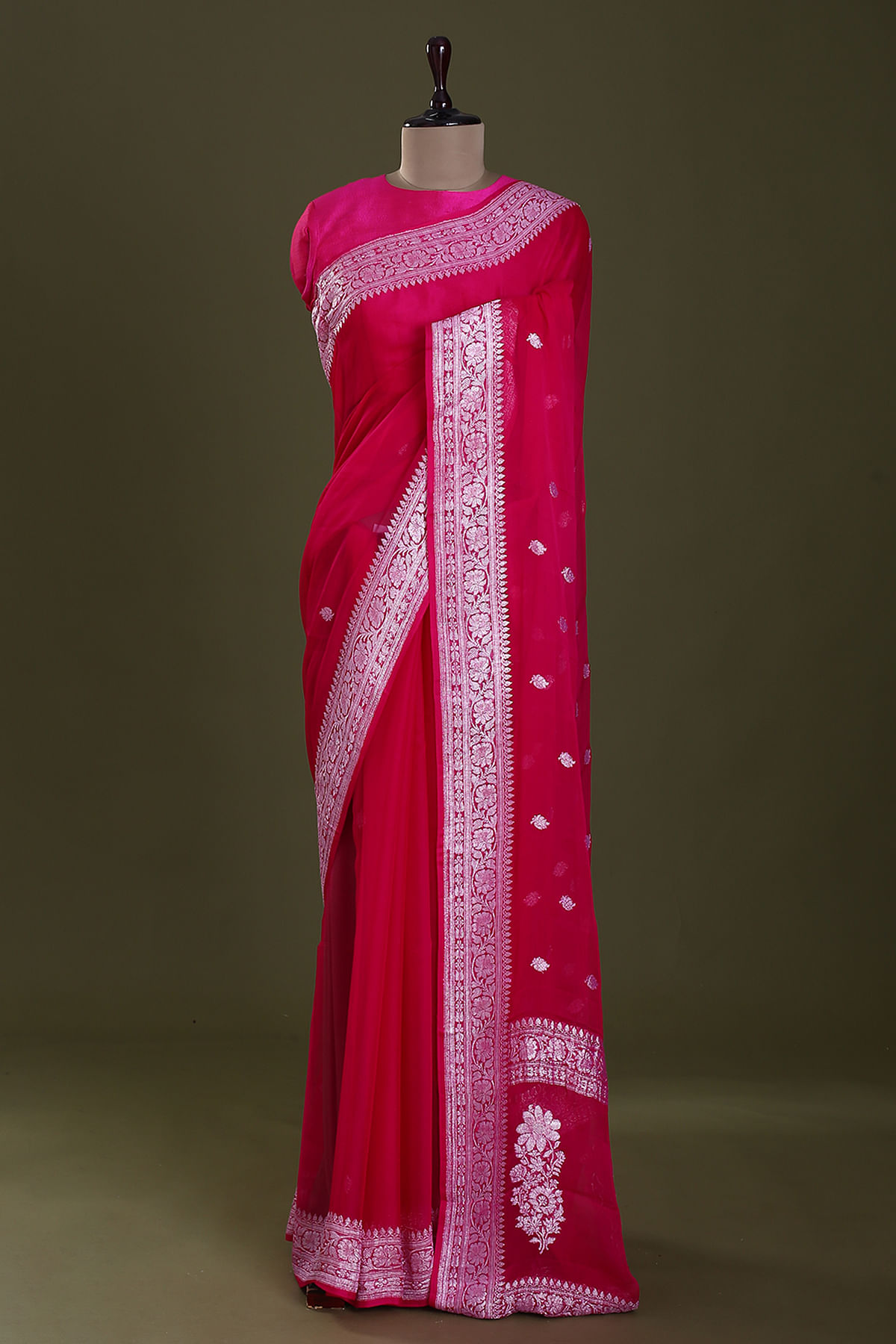 Exclusive banarasi paithani georgette saree red with allover zari weav –  Cherrypick