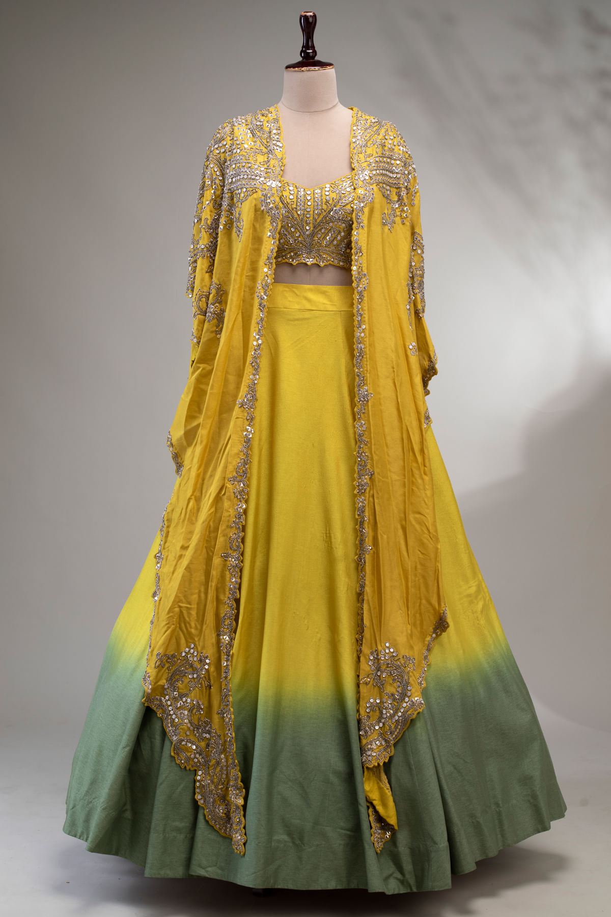 Yellow and Green Lehenga