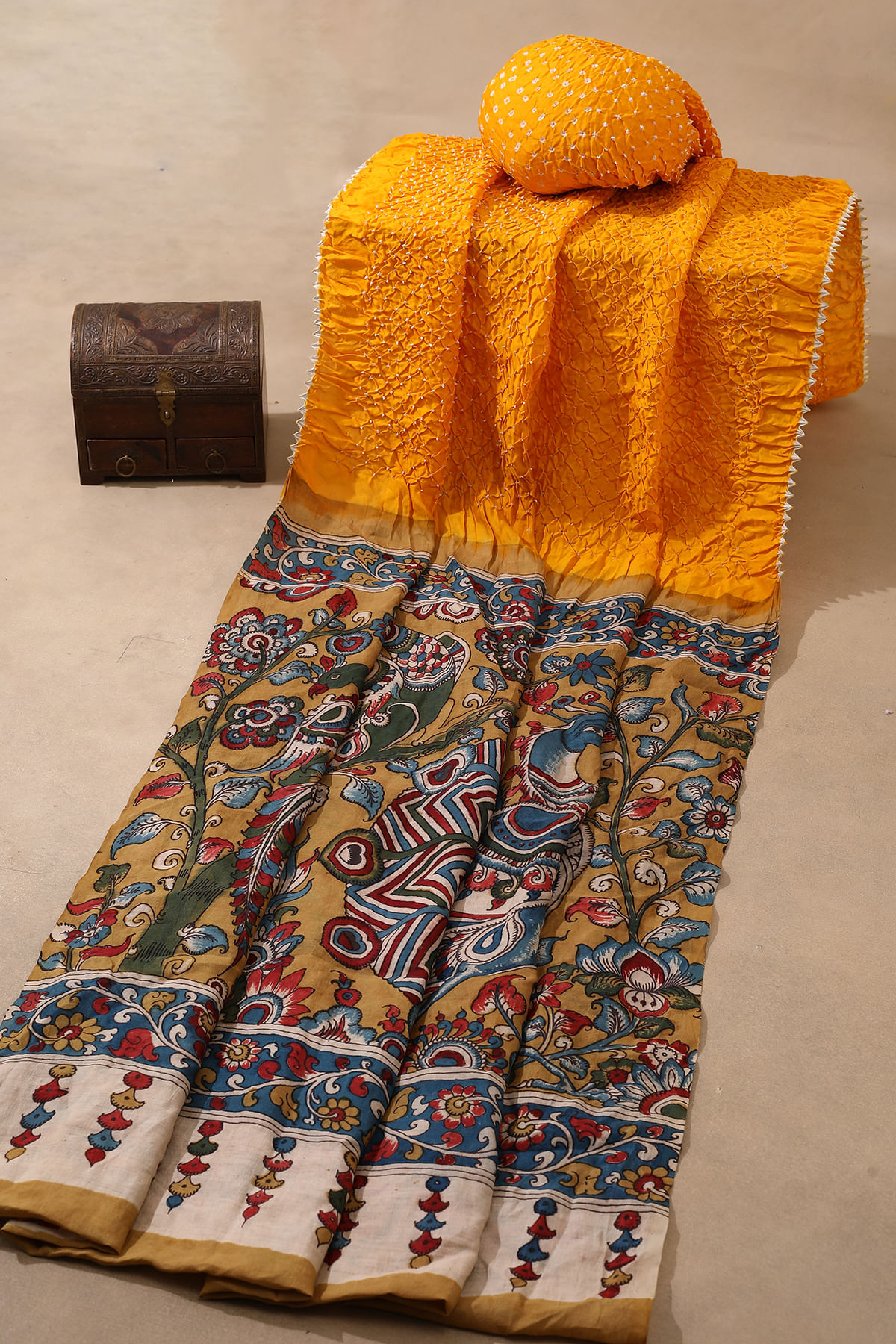 Yellow Bandhani Saree