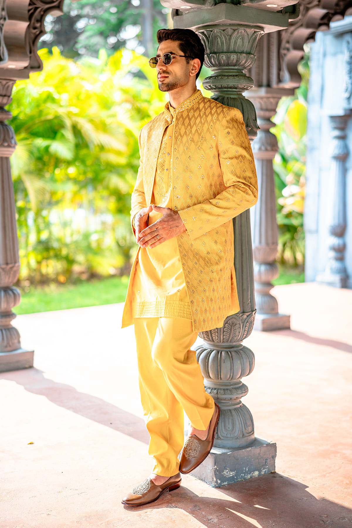 Yellow Indowestern Sherwani 