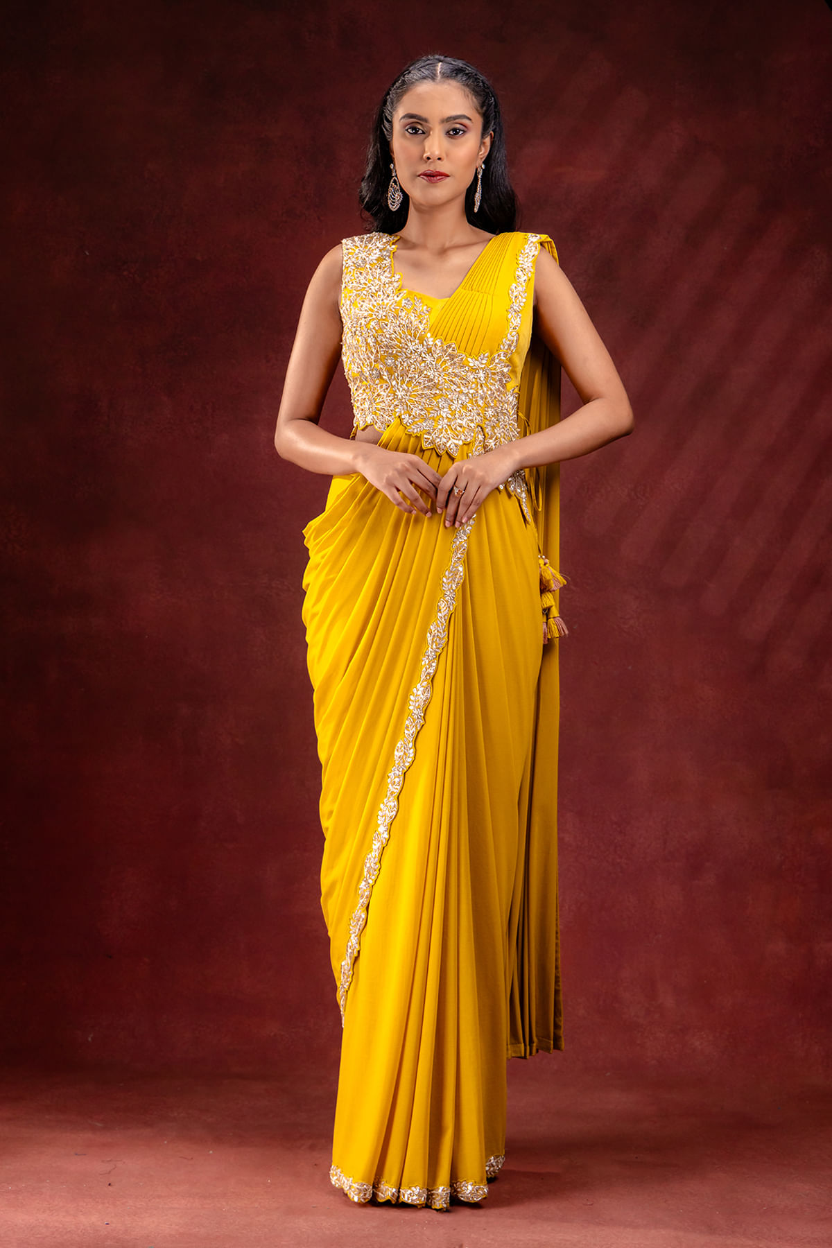 Yellow Drape Saree