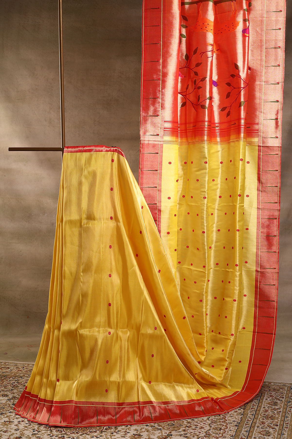 Yellow Paithani Silk Saree
