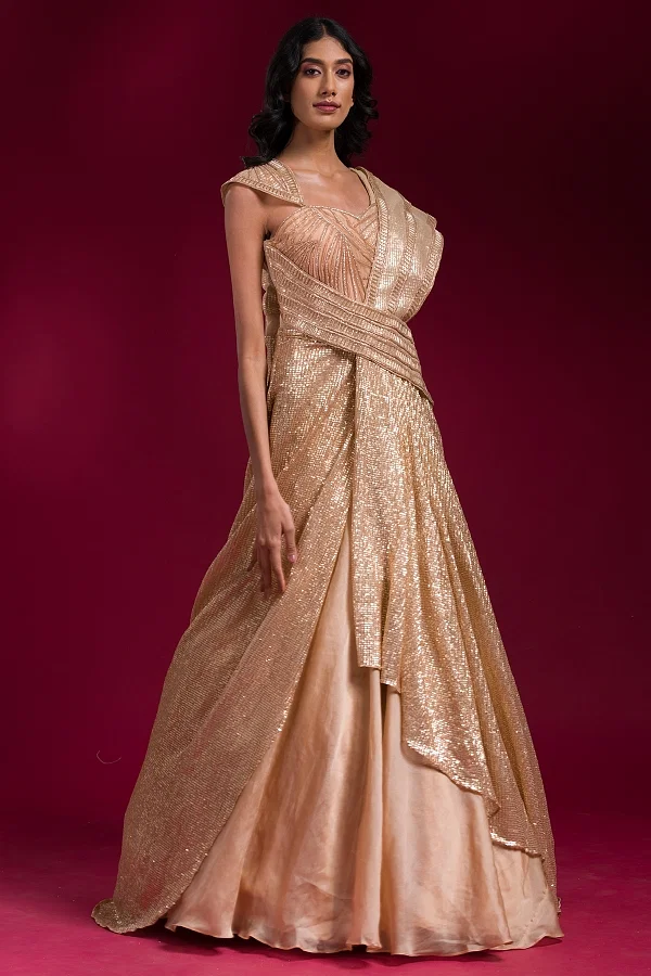 Golden indo western dress top