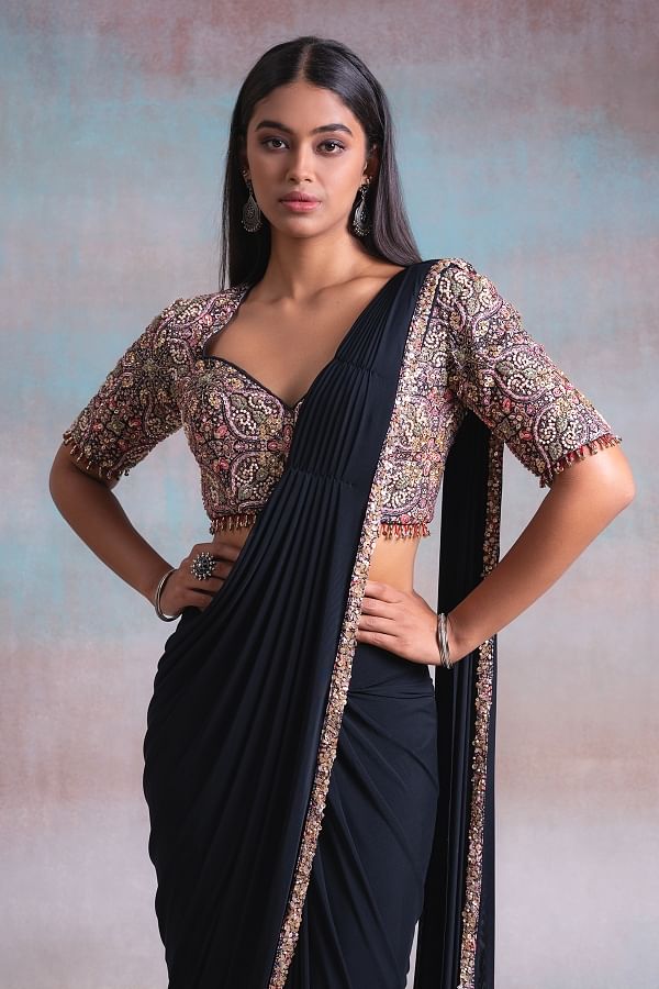 Latest drape saree design sales
