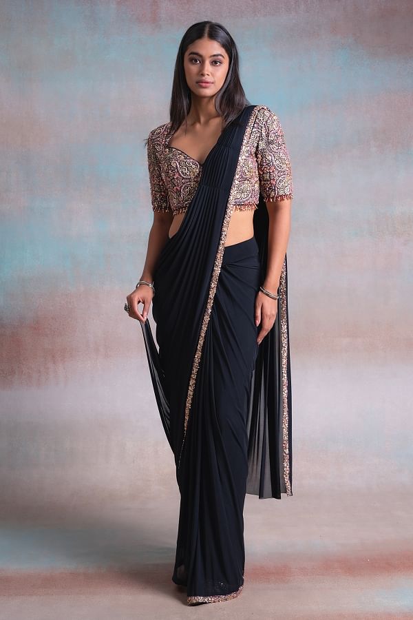 Buy Pre Draped Style Saree Designer Sarees for Women Online Samyakk