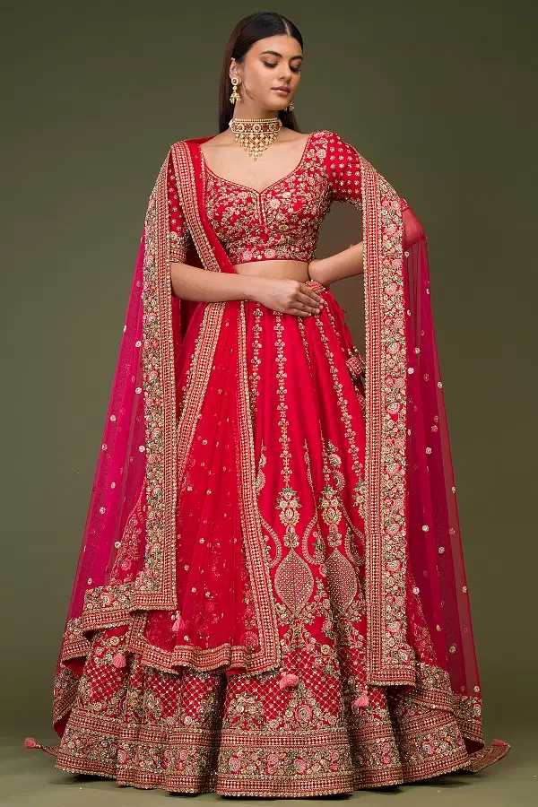 Red wedding lehenga with price outlet