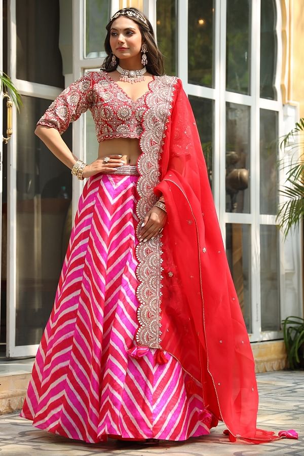 Lehenga Choli : Red georgette heavy embroidered partywear ...