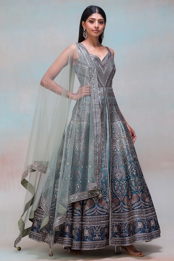 Silk indo western gown top