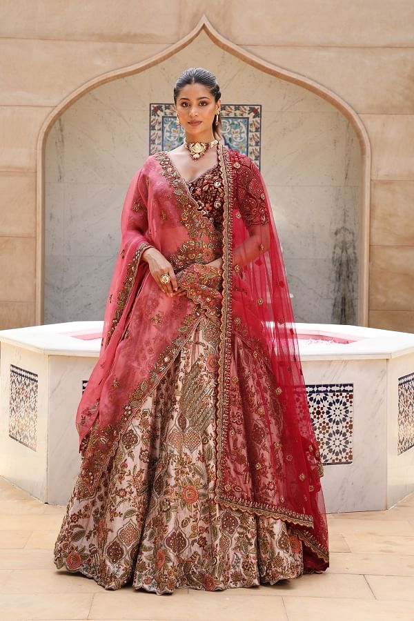 Bridal lehenga online tomato colour