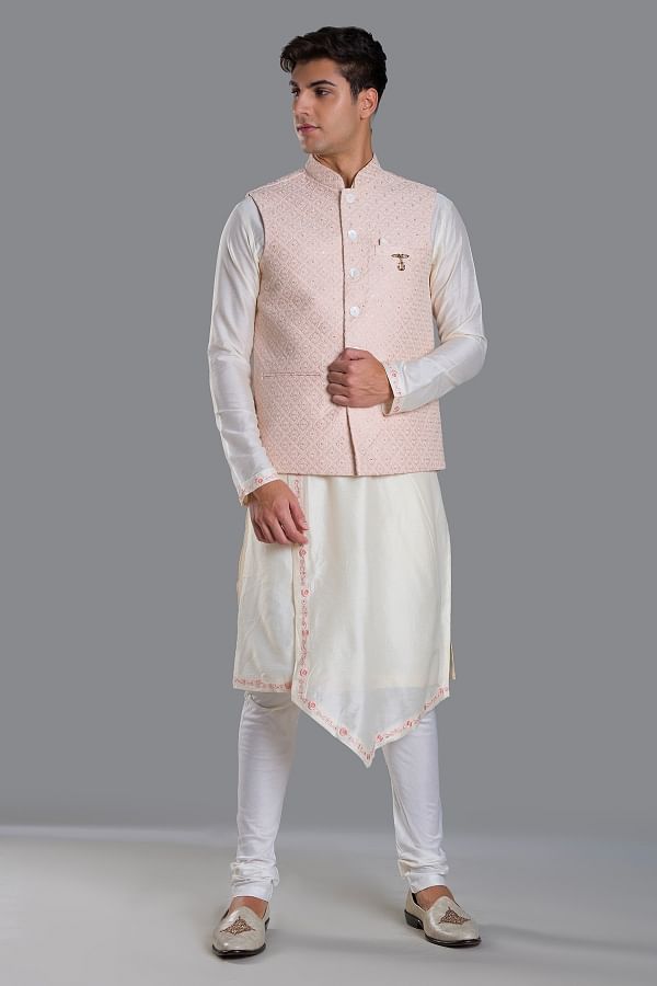 Cream colour kurta with waistcoat sale