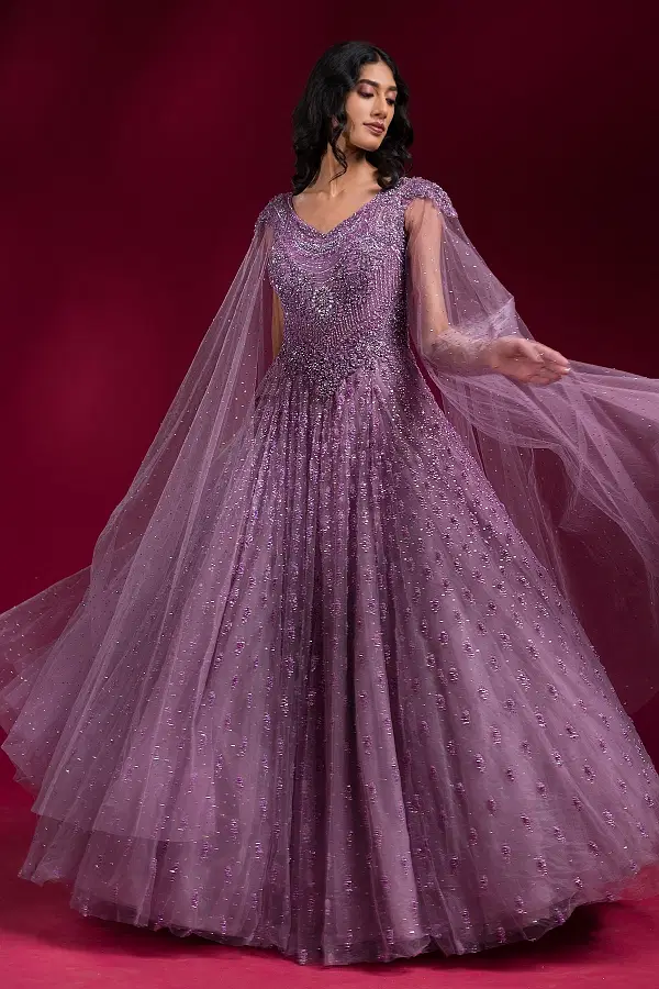 Purple colour gown design shop