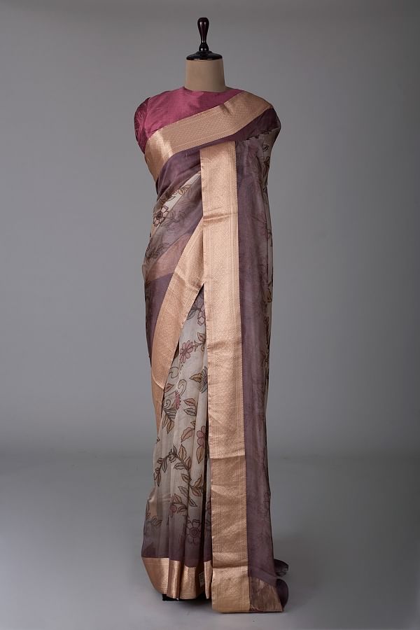 Buy Crimson Red Zari Woven Satin Silk Saree Online | Samyakk