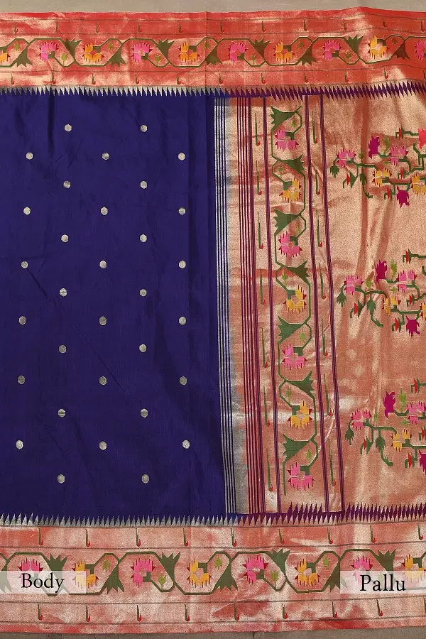 ブルー repia様 Buy Royal Blue Zari Woven Paithani Silk Saree with