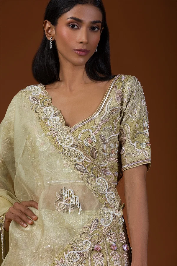 Buy Pastel Grey Resham Embroidered Silk Wedding Lehenga Online