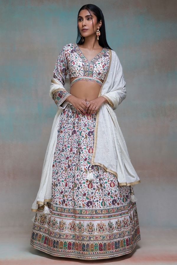 Alluring Mauve Organza Embroidered Designer Lehenga Choli