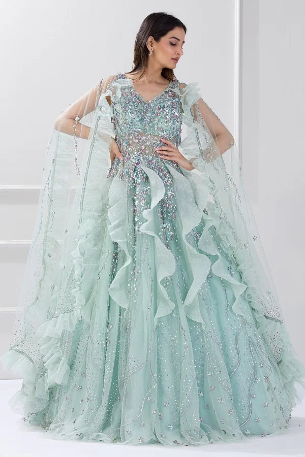 Luxury Light Green Quinceanera Dress Ball Gown Sweet 16 Girls Beading  Appliques Lace With Cape Birthday Party Prom Dresses 15 | Beyondshoping |  Free Worldwide Shipping, No Minimum!