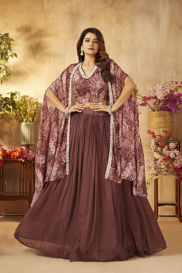 Brown Colored Designer Embroidery Work Lehenga Choli For Party Wear –  Cygnus Fashion