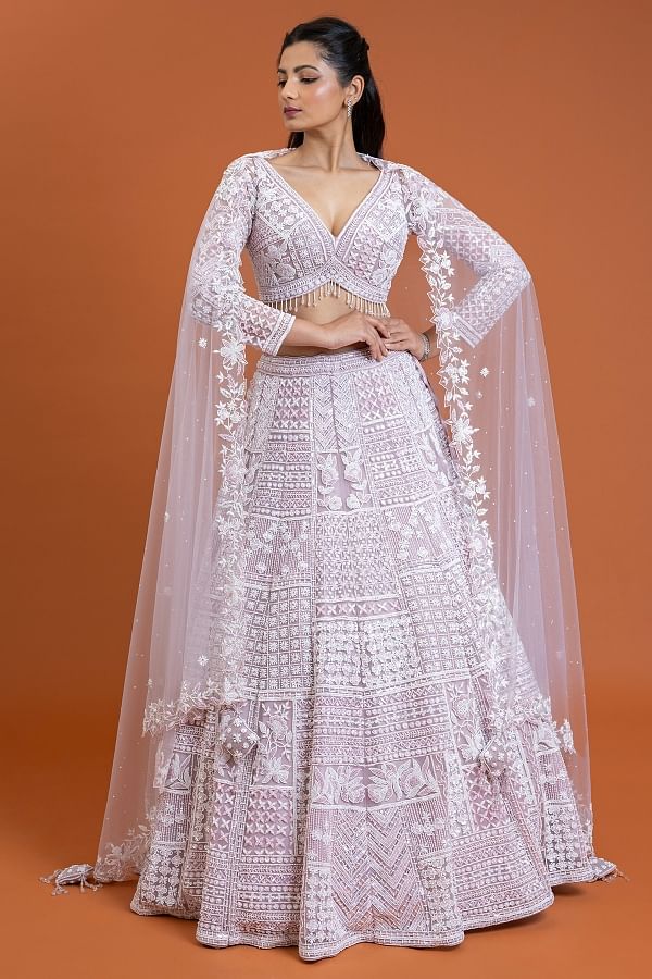 Spotted: Utterly Unique Engagement Lehenga with Dual-Colored Gathers |  WeddingBazaar