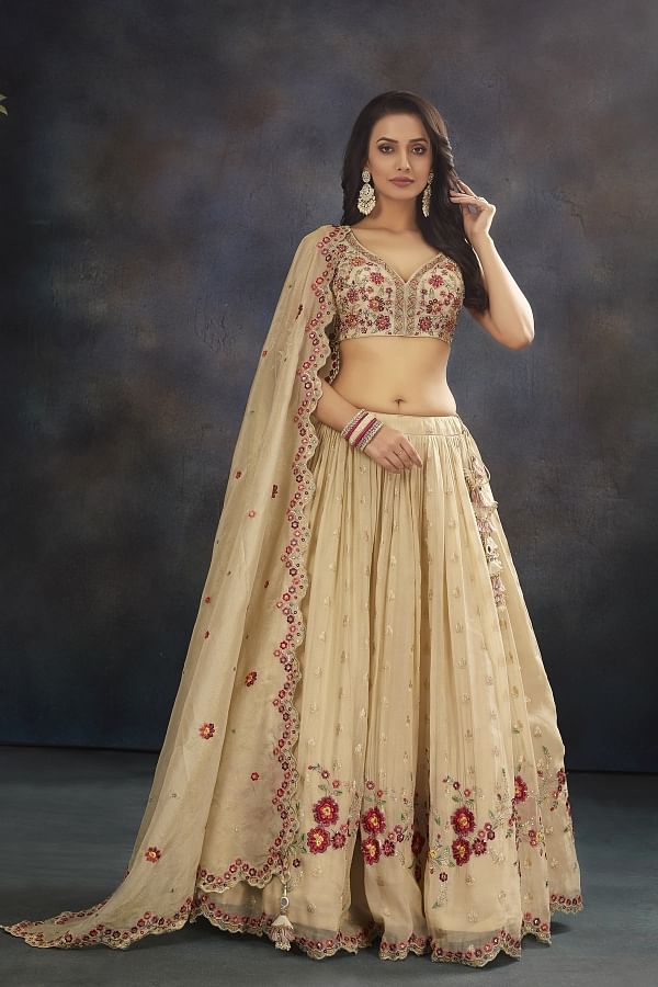 Shop Thread Organza Mauve A Line Lehenga Choli Online : 229019 -