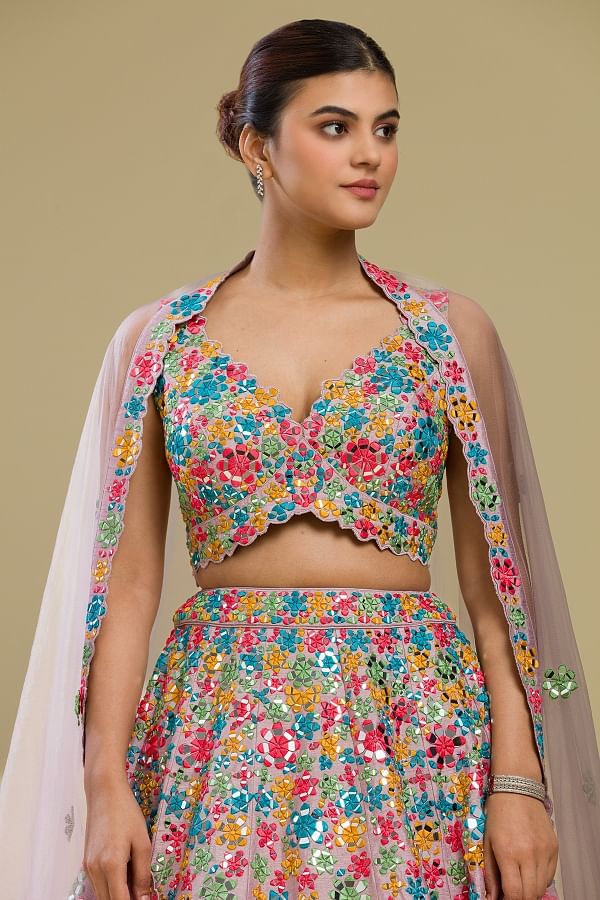 Peach Floral Design Soft Net Party Wear Lehenga – Gunj Fashion