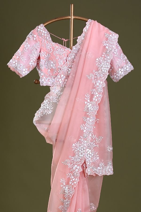 Farheen Panjwani Rani Pink Sequinwork Satin Organza Saree