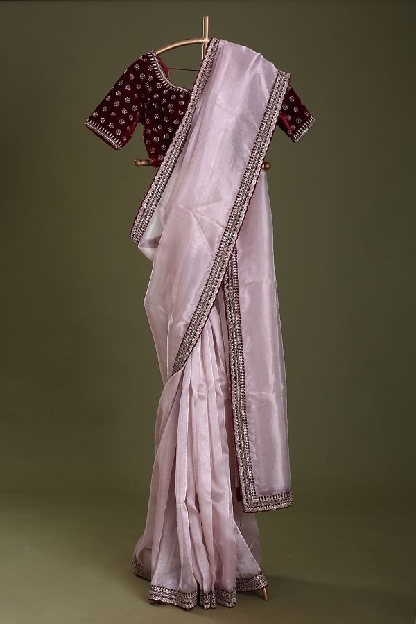 Buy Mauve Pink Cotton Silk Saree online-Karagiri