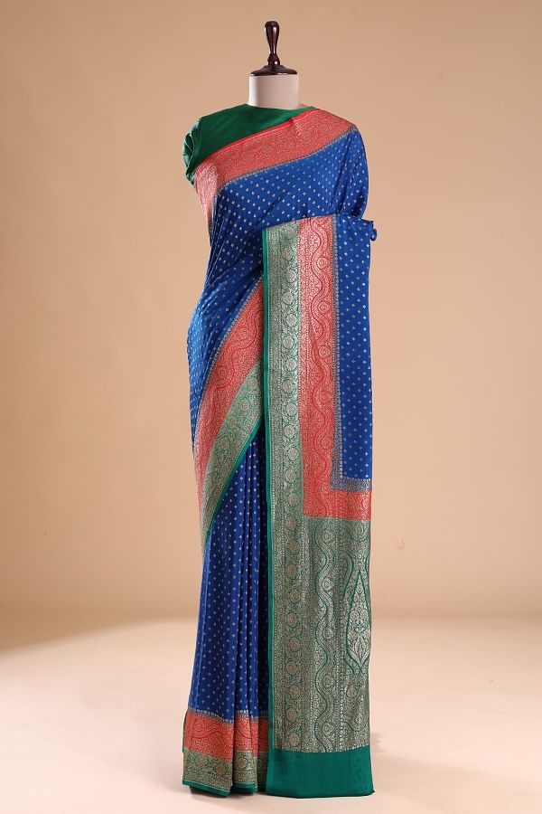 Elora bollywood digital printed satin crepe saree (dark blue) - Elora  Fashion - 4266094