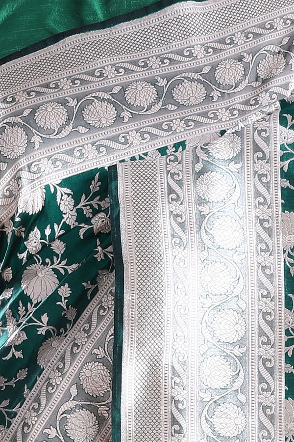 Buy Designer Sarees, Salwar Kameez, Kurtis & Tunic and Lehenga  Choli.Graceful Silk Dark Sea Green Saree