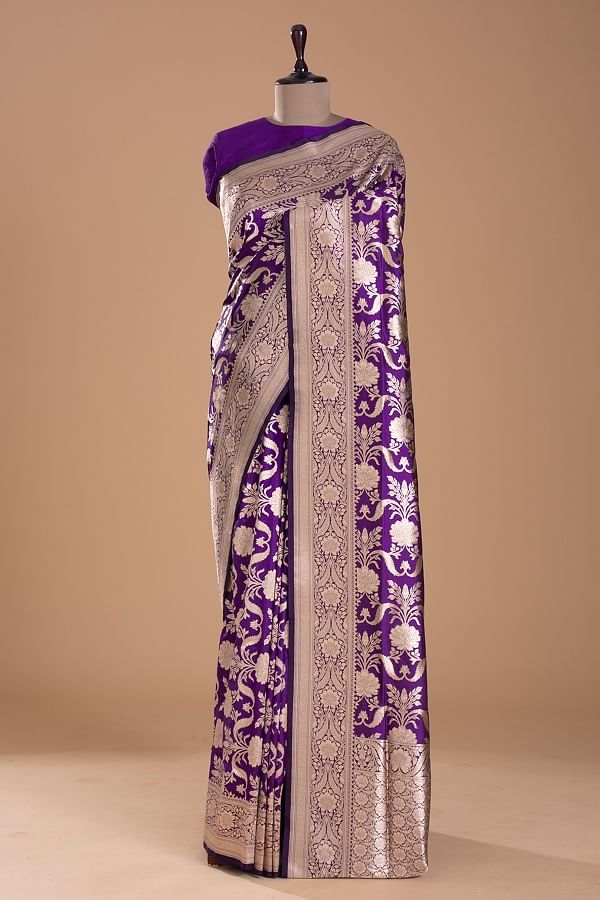 Buy Satrani Purple Woven Saree With Unstitched Blouse for Women Online @  Tata CLiQ