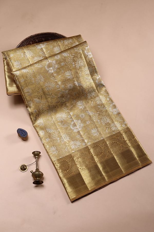 Handwoven Gold - Silver Tissue Silk Saree – Ikkat Door