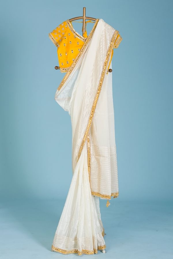 White Organza Silk zari Embroidered Mirror Work Saree Indian Party Wear  Lehenga | eBay