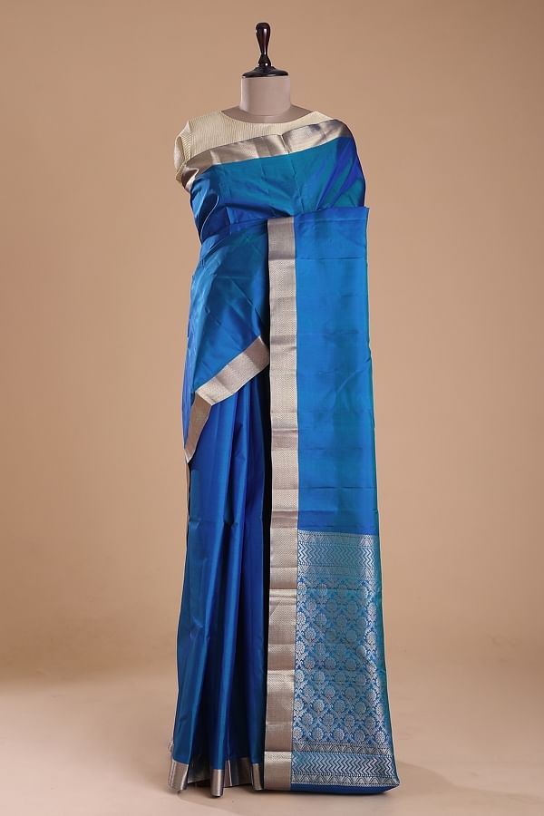 Bottle Green and Brown Handloom Silk Saree - Sri Arya Silks