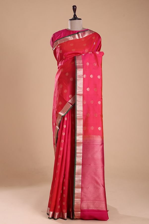 Rouge Pink Banarasi Jamawar Woven Silk Saree : Top Pick - Cl