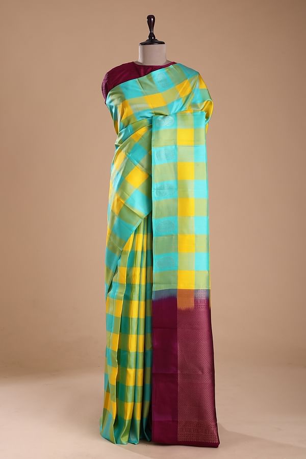 Festive Wear handlooms SOFT SILK CHECKED SAREES, 6.3 m (with blouse piece)  at Rs 3900/piece in Salem