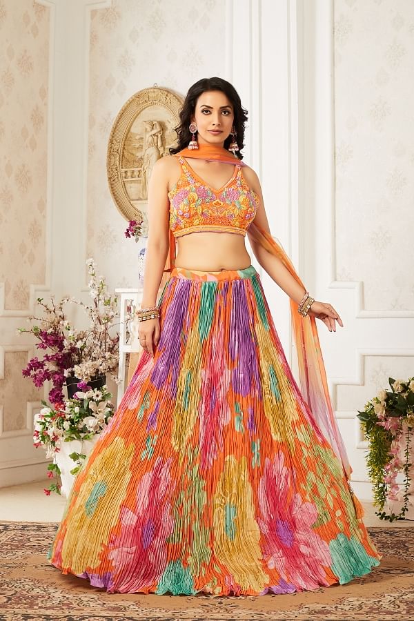 Zipker crop top lehenga on sale